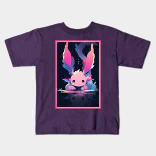 Cute Axolotl Anime Art Design | Cute Animals | Axolotl Hentaii Chibi Kawaii Design Kids T-Shirt